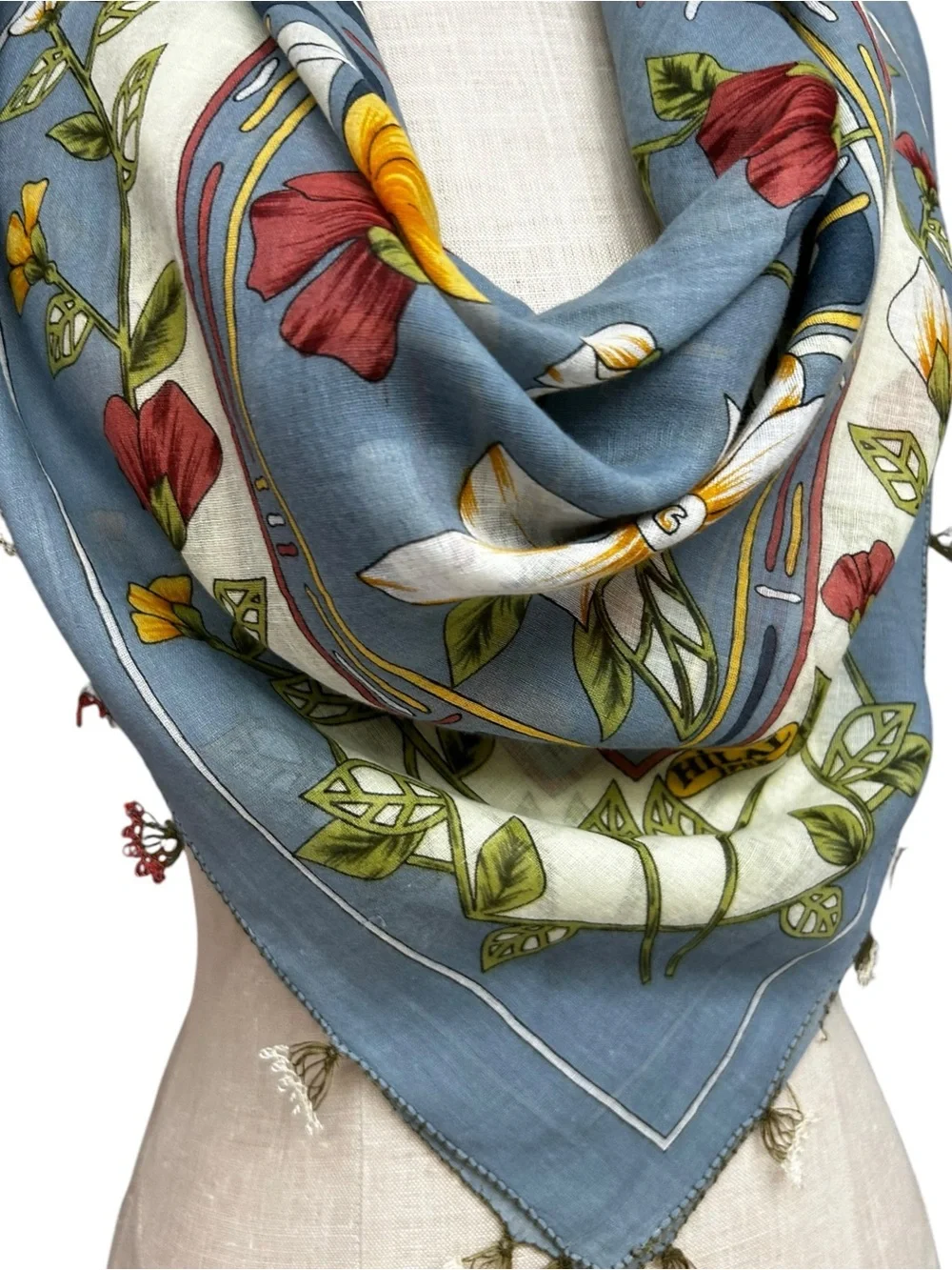 Hürrem Sultan Turkish Floral Head Scarf Oya Lace Trim Cotton Blend 37x36